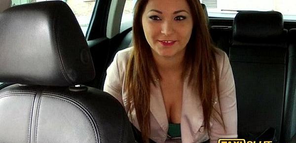  Busty amateur babe Lana fucks while being filmed with the driver